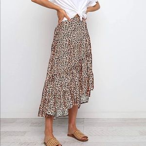 Animal print midi skirt